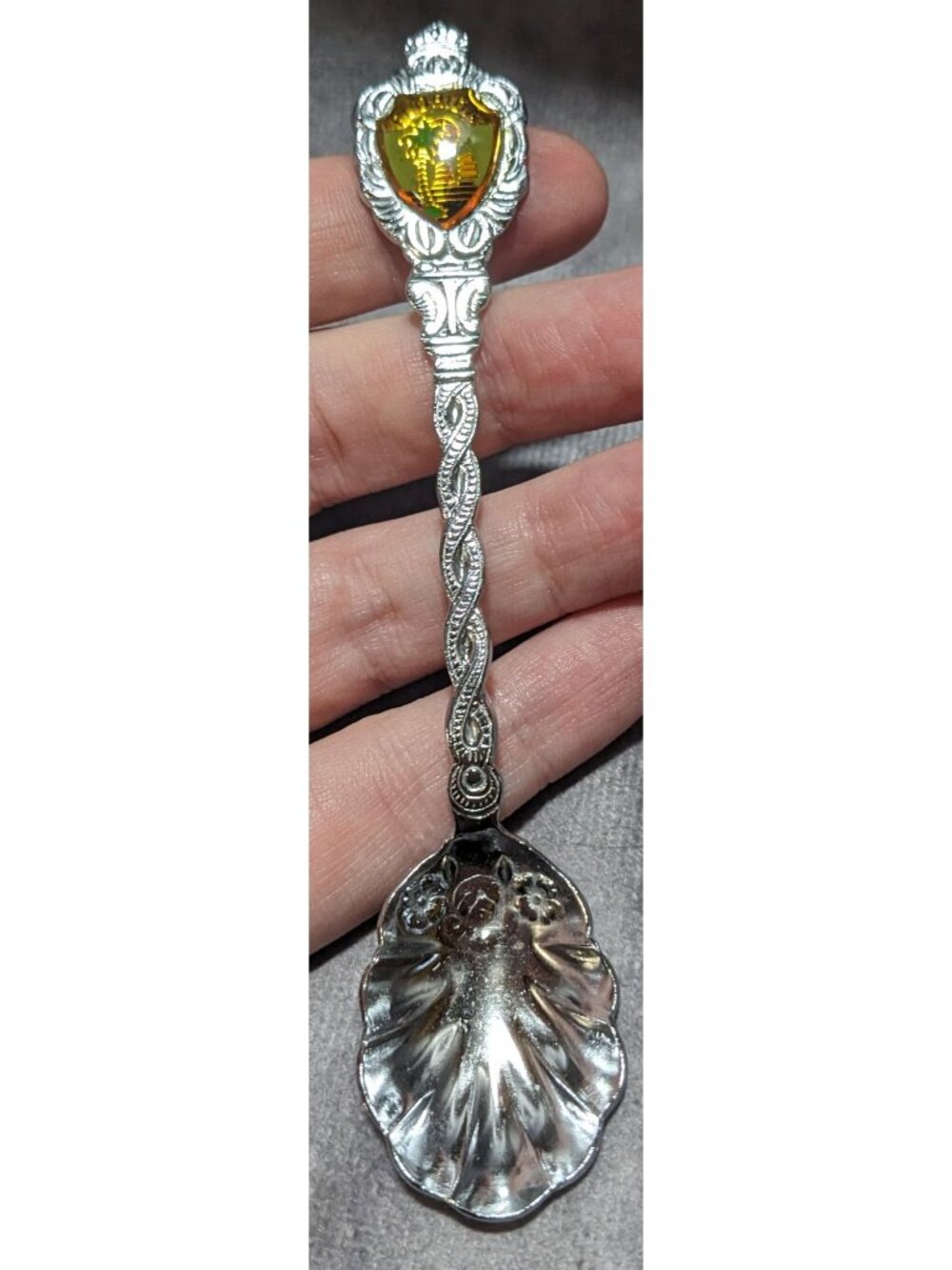 Vintage Retro Florida Pewter Souvenir Spoon USA Scalloped Bowl